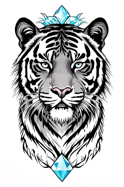 tiger with diamond outline tattoo design idea