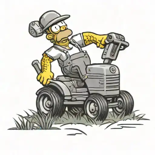Simpson Homer mowing the grass tattoo design idea