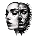 Double Face tattoo design idea