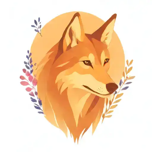 mama wolf face with lupins and hearts tattoo design idea