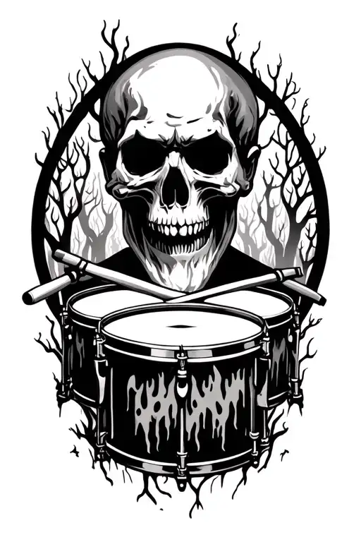 burnt forest rip drummer brother tattoo design idea