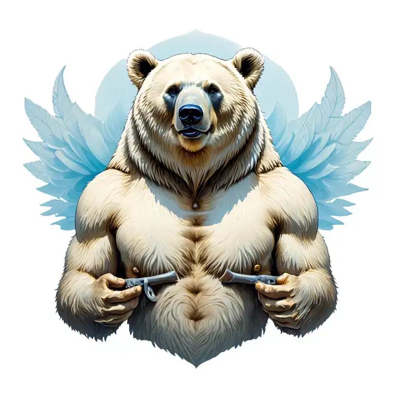 Veles god, bear standing tattoo design idea