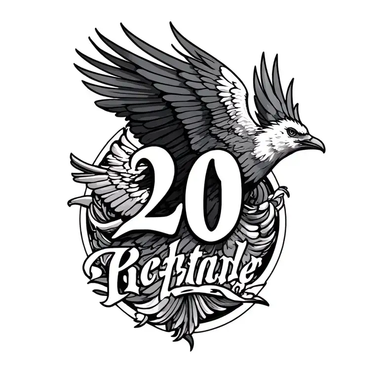 "20" Liver Bird soaring tattoo design idea