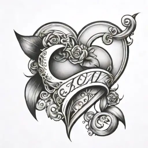 heart outline with 2001 and the letter J Scott Campbell female Moon tattoo design idea