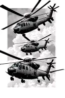 Blackhawk helicopter and Apache helicopter flying tattoo design idea