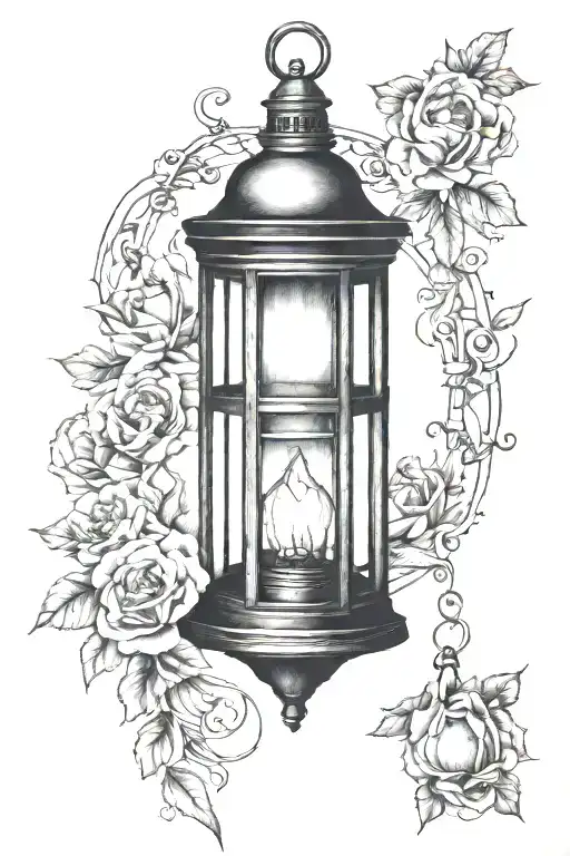 vintage lantern by itself tattoo design idea