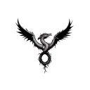 dragon and phoenix rising from the tree of life intertwined tattoo design idea