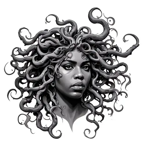 African Medusa tattoo design idea