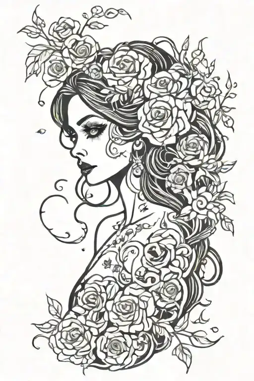 emily corpse bride flowers surrounding tattoo design idea