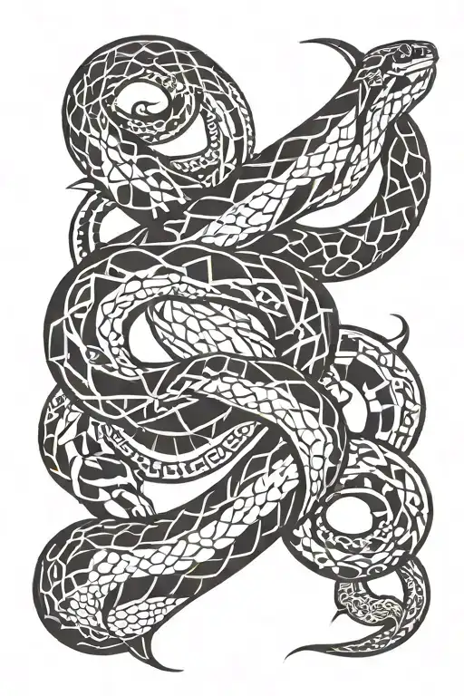 snake wrapped round tattoo design idea