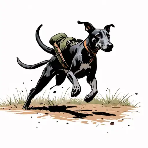 Tommy soldier with a greyhound running tattoo design idea
