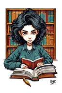 reader in library tattoo design idea