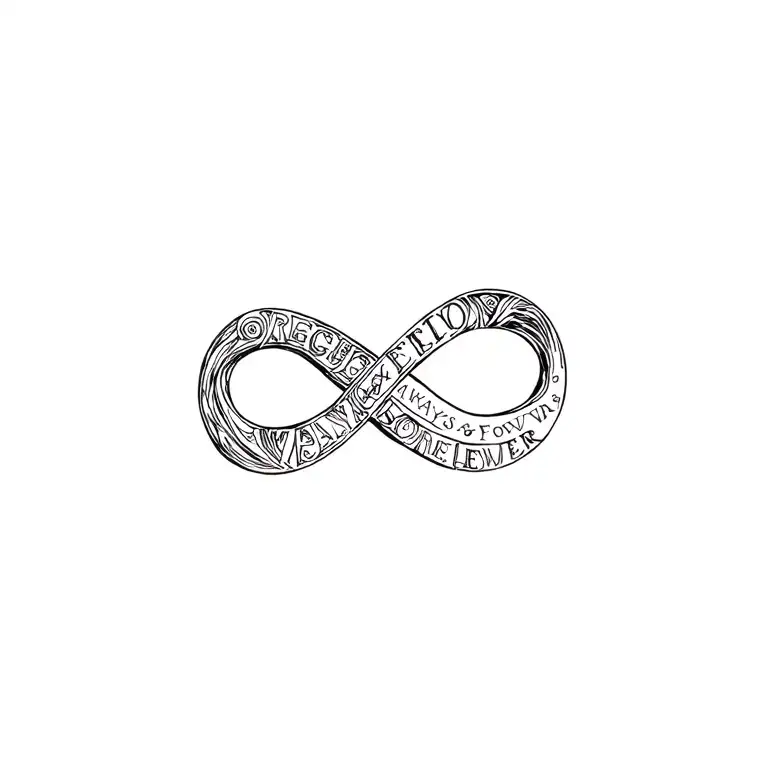 infinity sign with george, cynthia, edwin and always&forever tattoo design idea