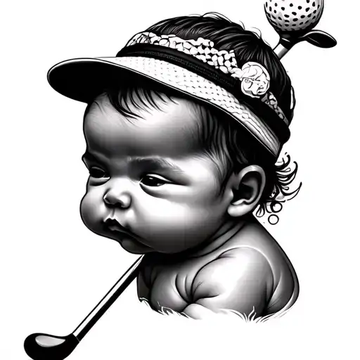 golf newborn baby girl tattoo design idea