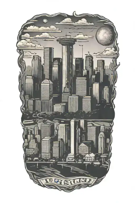 houston texas skyline with be someone mural tattoo design idea