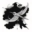 swallow chasing a dragonfly flying tattoo design idea