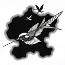 swallow chasing a dragonfly flying tattoo design idea