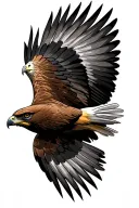 red tailed hawk flying tattoo design idea