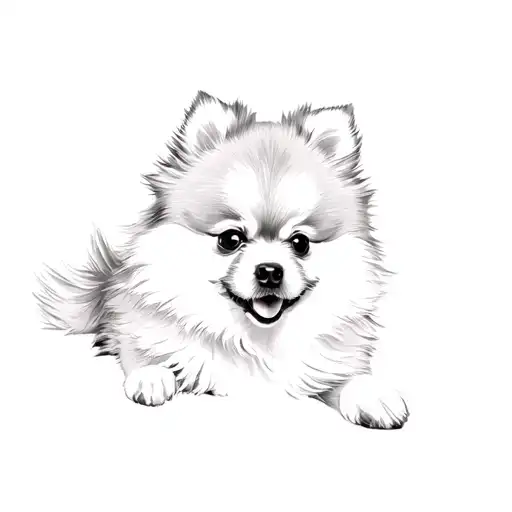 a pomeranian puppy tattoo design idea