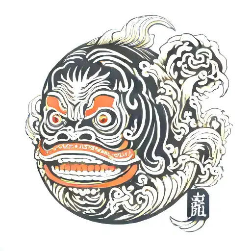 daruma doll gojira tattoo design idea