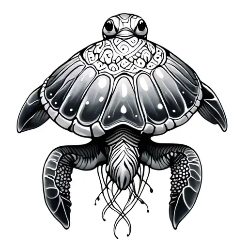 Mandala Turtle jelly fish tattoo design idea
