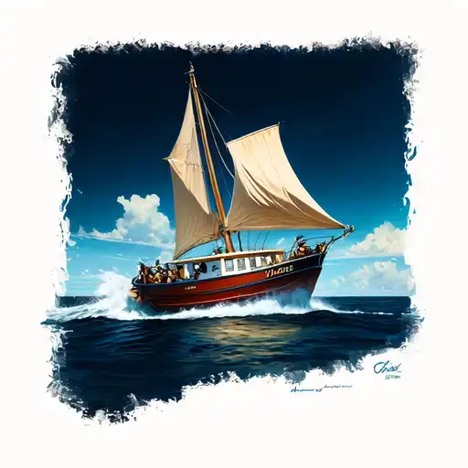 posiden water boat sailing tattoo design idea