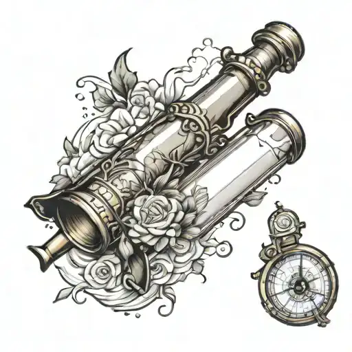 message in a bottle with a telescope tattoo design idea