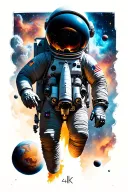outer space planets stars and nebulas space shuttle launching astronaut floating tattoo design idea