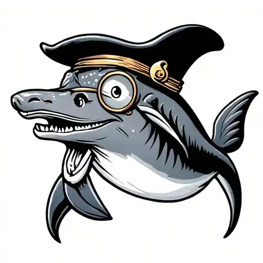 sailor Jerry narwhal wearing a monocle tattoo design idea