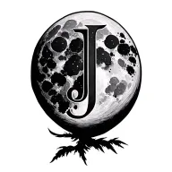 moon with initial j tattoo design idea