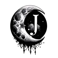 moon with initial j tattoo design idea