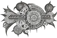 cyber sigilism back tattoo symmetric tattoo design idea