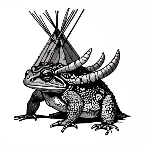 horned toad carrying a teepee tattoo design idea
