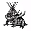 horned toad carrying a teepee tattoo design idea
