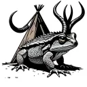 horned toad carrying a teepee tattoo design idea