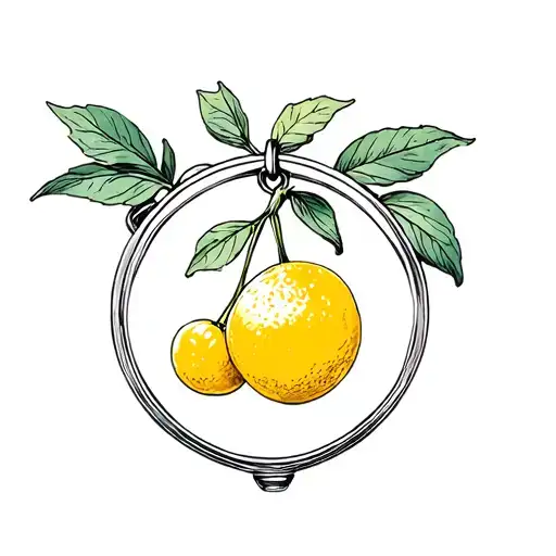 locket charm opened with lemon and cherries tattoo design idea