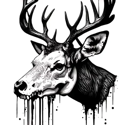 skull deer head tattoo design idea
