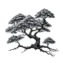 minimalist small linework ceiba tree tattoo design idea