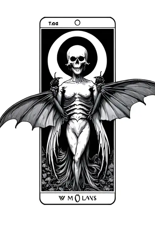 mothman, death tarot card tattoo design idea
