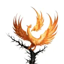 Phoenix rising from tree ashes tattoo design idea