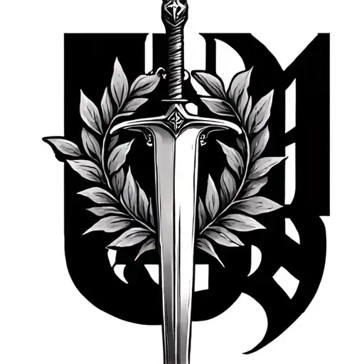 "Audentes Fortuna Iuvat" Roman laurel with a sword though the middle tattoo design idea
