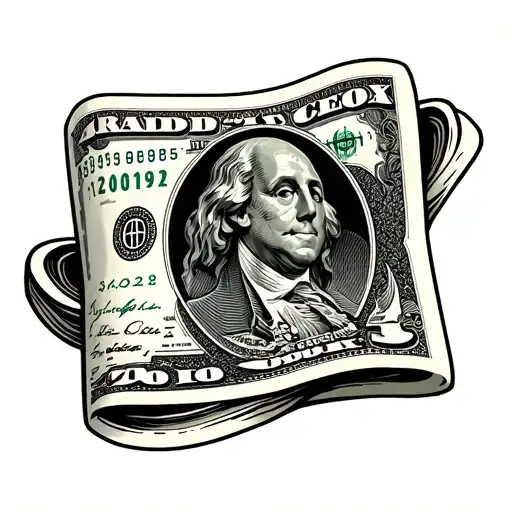 dollar bill rolled into blunt tattoo design idea