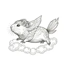 whymsical guinea pig flying in the sky tattoo design idea