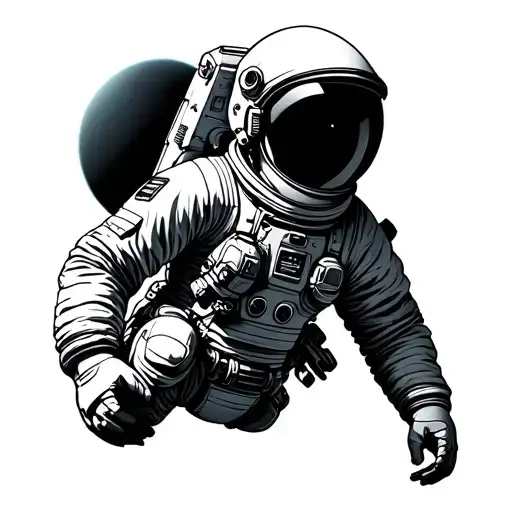 Astronaut floating tattoo design idea