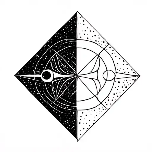 Gemini and Aquarius patern geometrical tattoo design idea