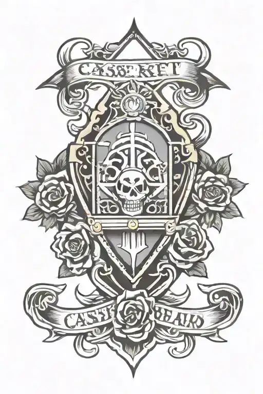 casket metal band logo tattoo design idea