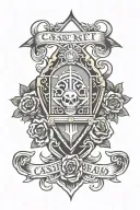 casket metal band logo tattoo design idea