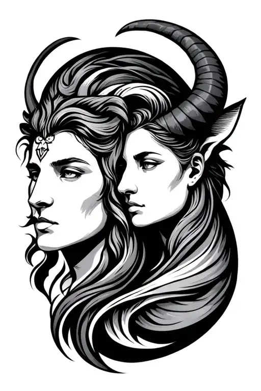 taurus man and  leo woman signs tattoo design idea