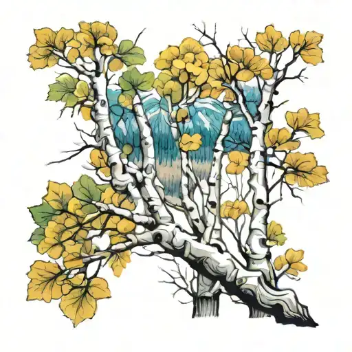 aspen trees tattoo design idea