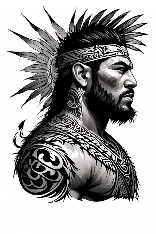 Tattoo Concept:“The Ascendant Guardian”Style:Polynesian/Samoan tribal style (like Roman Reigns) tattoo design idea